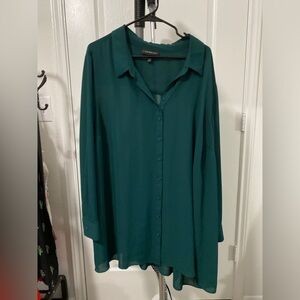 Green long sleeve tunic blouse size 26/28